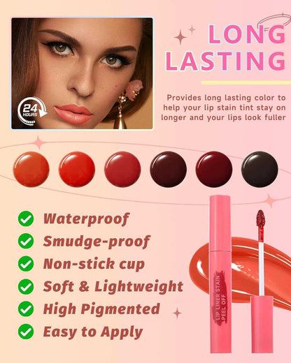 Peel off Lip Liner Stain Set, 2Pcs Waterproof Lip Tattoo Peel off Lip Tint Stain, Long Lasting Transfer-Proof Non Stick, Matte Finish High Pigmented Color Peel &amp; Reveal Lips Gloss Makeup for Women-3,4