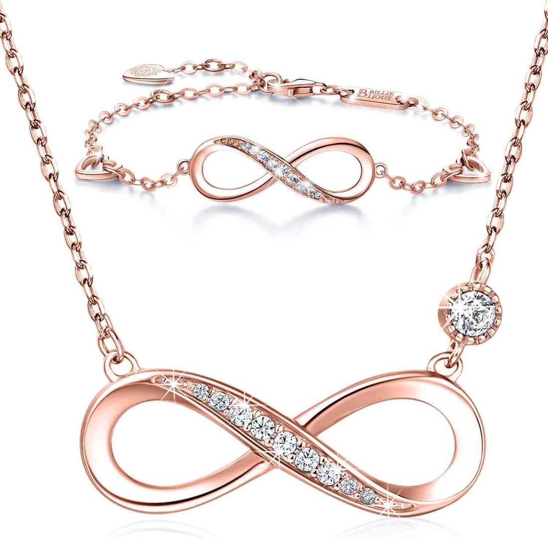 925 Sterling Silver Necklace Bracelet Jewelry Sets Infinity Love Jewelry Sets White Gold Plated Women Necklace Gifts for Women