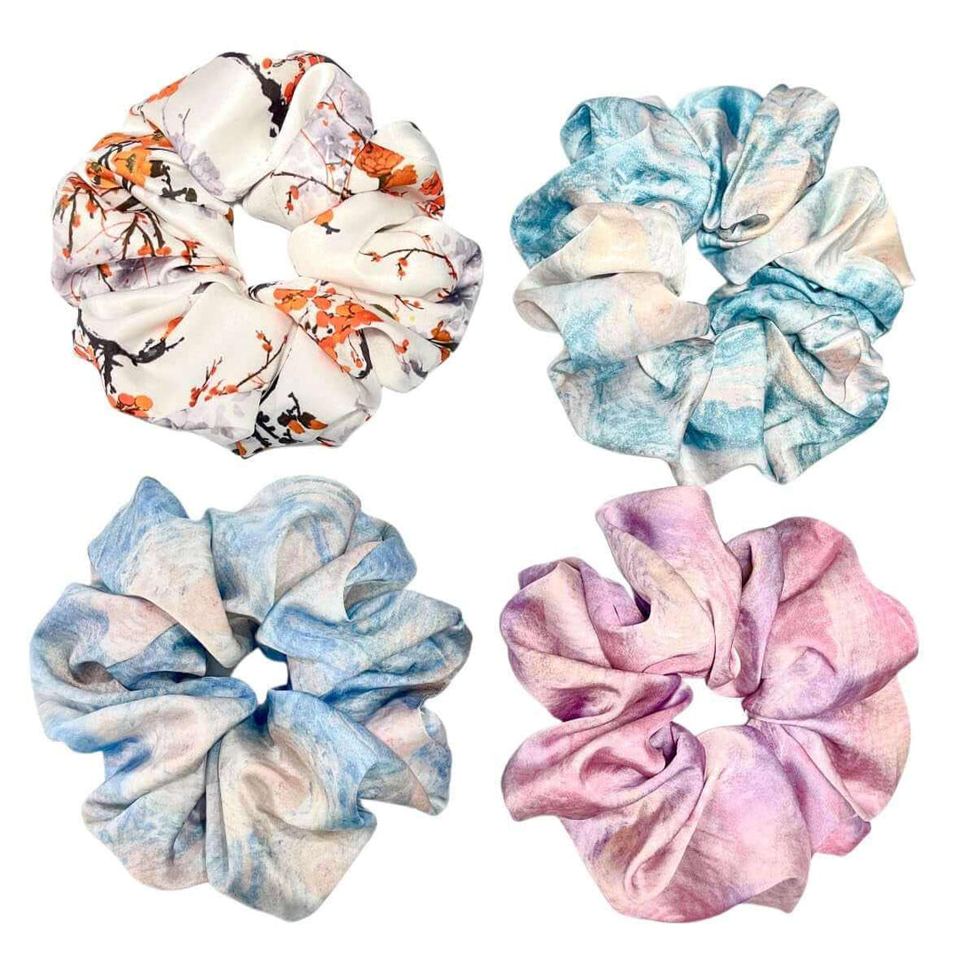 Large Satin Scrunchies XL Silk Oversized Scrunchie for Thick Long Hair Scrunchy Bobbles Hair Ties Jumbo for Women Girls (PAINTING)