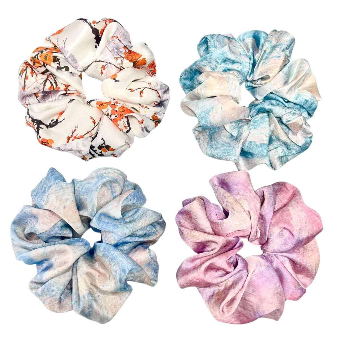 Large Satin Scrunchies XL Silk Oversized Scrunchie for Thick Long Hair Scrunchy Bobbles Hair Ties Jumbo for Women Girls (PAINTING)