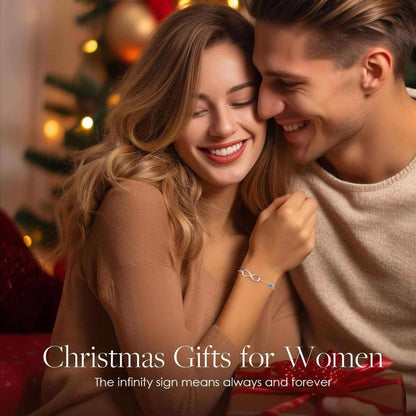 Infinity Heart Birthstone Charm Link Bracelet for Women 925 Sterling Silver Adjustable Mother&