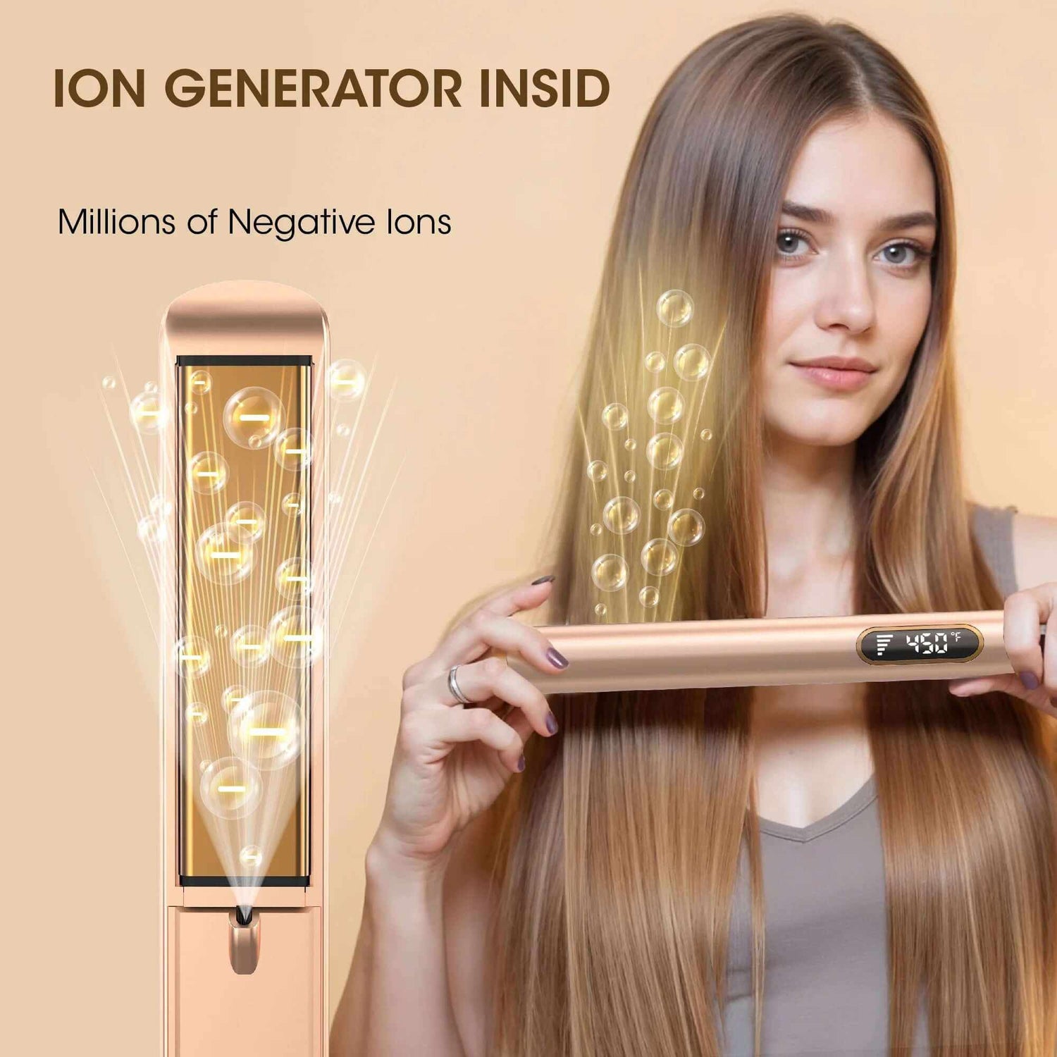 Flat Iron Hair Straightener, Hair Straighteners for Women, Ionic Curling Iron, Gold