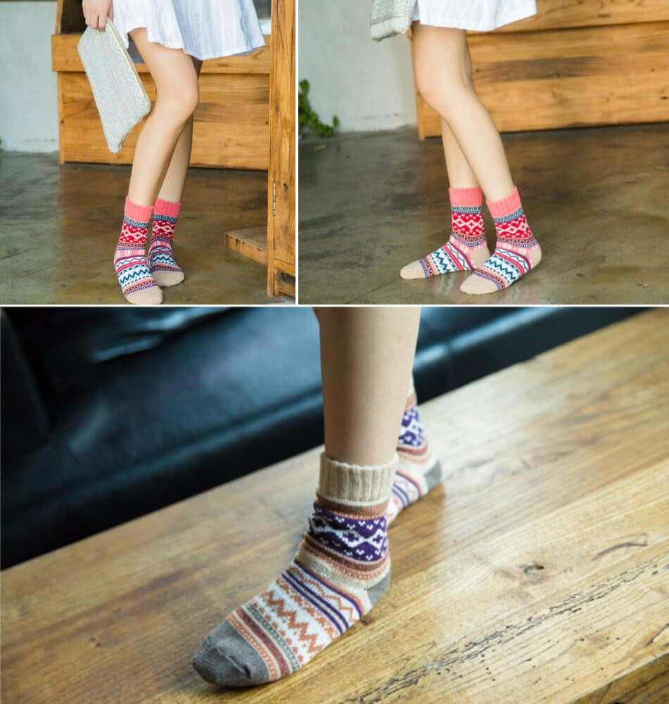 Wool Socks for Women Warm Winter Socks Knit Crew Calf Hiking Boot Sock Stocking Stuffers Gifts