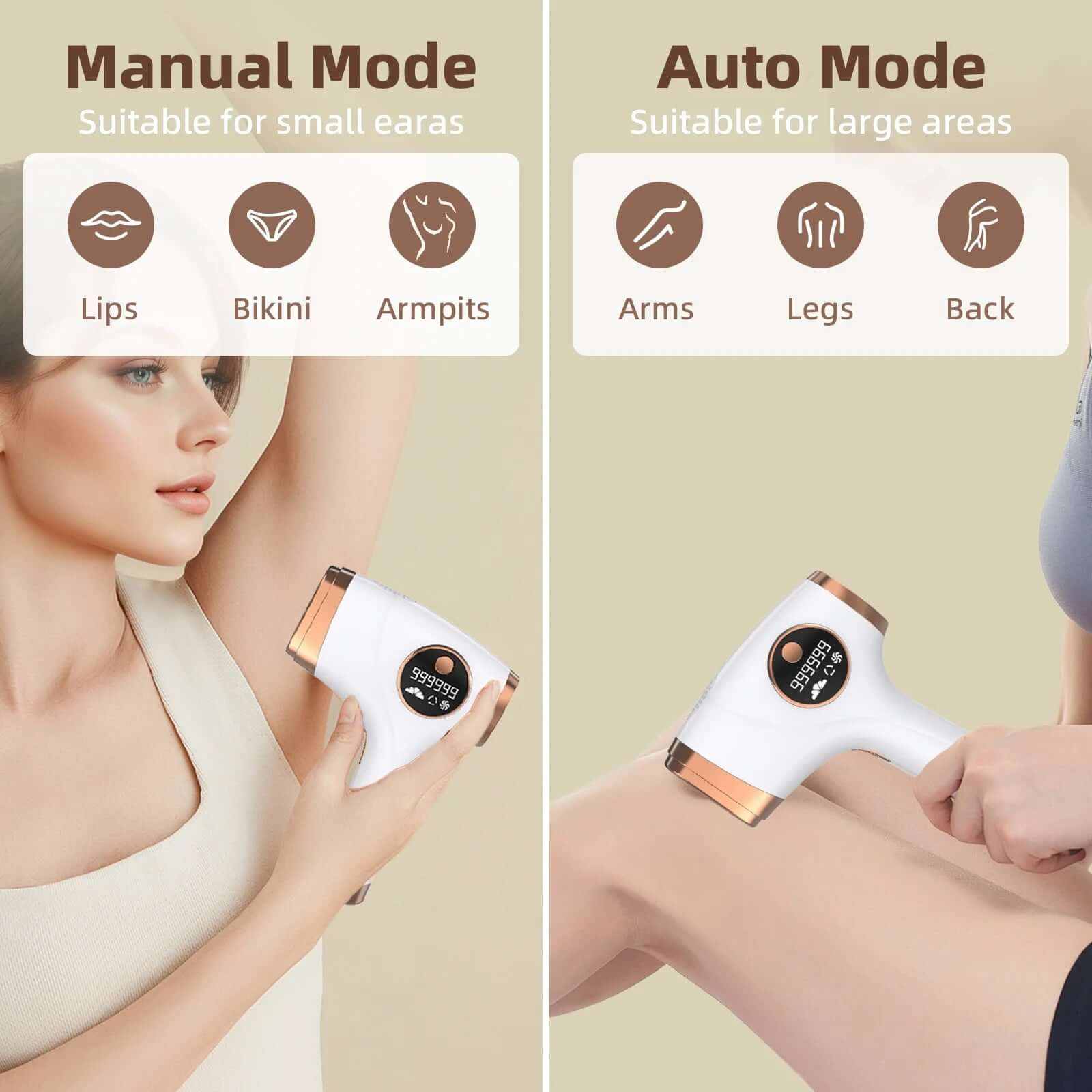 Laser Hair Removal for Women &amp; Men,  999,999 Flashes Hair Remover Device for Armpits Legs Arms Bikini Line, White