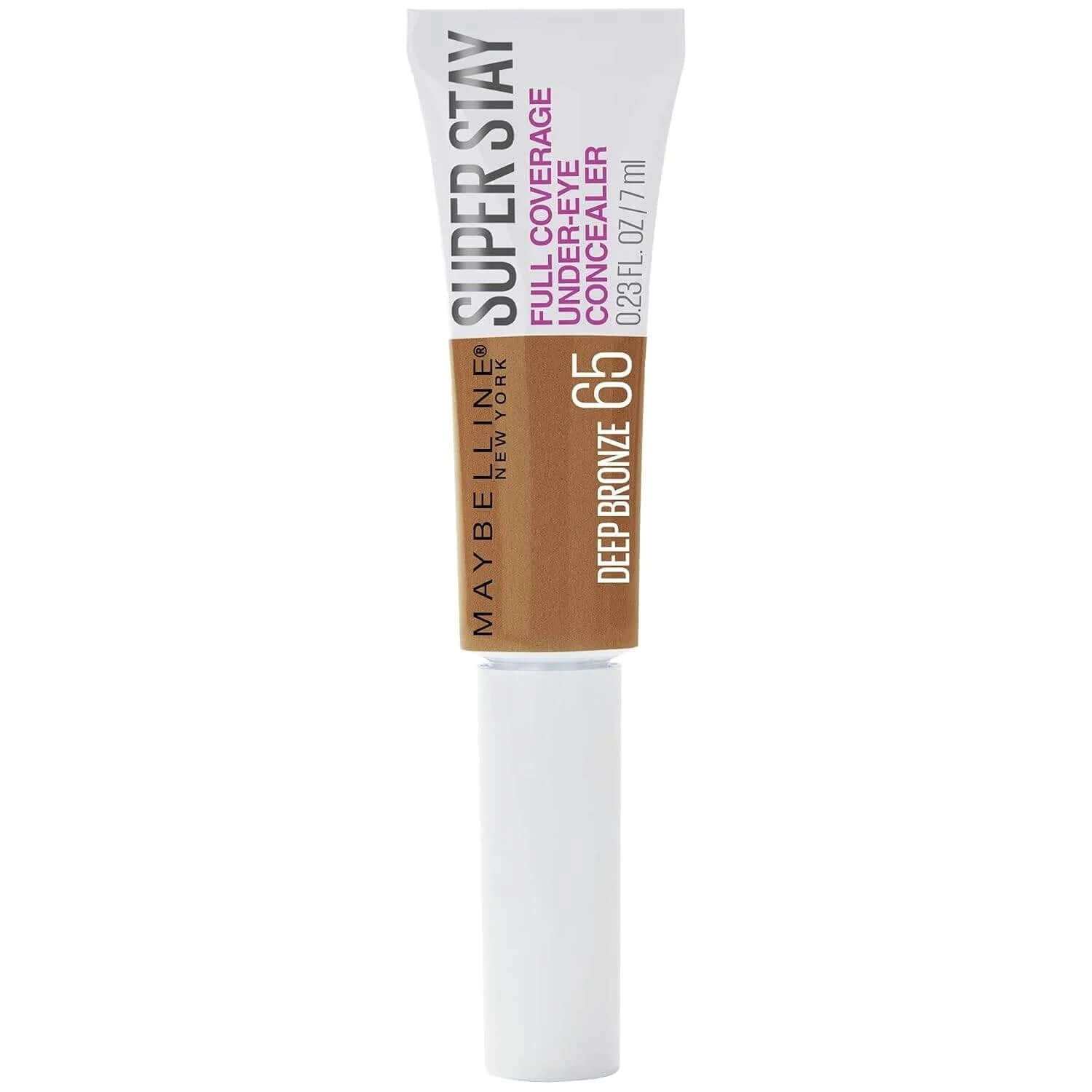 Maybelline New York Super Stay Super Stay Full Coverage, Under-Eye Concealer Liquid Makeup for up to 24H Wear, with Paddle Applicator, Deep Bronze, 0.23 Fl. Oz., 65 Deep Bronze