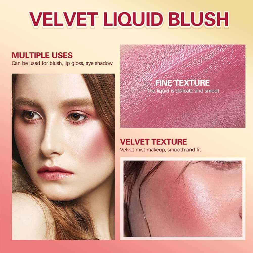Soft Cream Blush Makeup, Liquid Blush for Cheeks, Natural-Looking Long Lasting, Smudge Proof, Velvet Mousse,Dewy Finish, Easy to Blend Blusher (