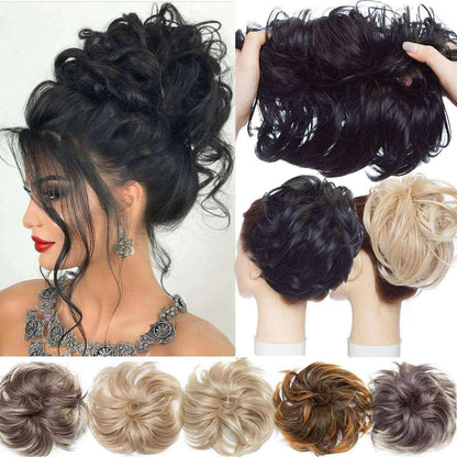 Tousled Updo Messy Bun Hair Piece Hair Extension Ponytail with Elastic Rubber Band Updo Extensions Hairpiece Synthetic Ponytail Extensions Scrunchies for Women.