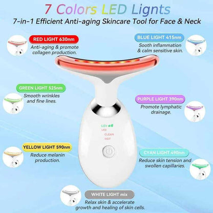 7-In-1 Neck Face Massager, 7 Color Led Face Neck Massage for Skin Care at Home, Portable Facial Massager,Face Sculpting Tool,Multifunctional Vibration
