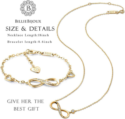 925 Sterling Silver Necklace Bracelet Jewelry Sets Infinity Love Jewelry Sets White Gold Plated Women Necklace Gifts for Women
