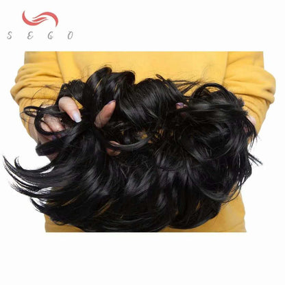 Tousled Updo Messy Bun Hair Piece Hair Extension Ponytail with Elastic Rubber Band Updo Extensions Hairpiece Synthetic Ponytail Extensions Scrunchies for Women.
