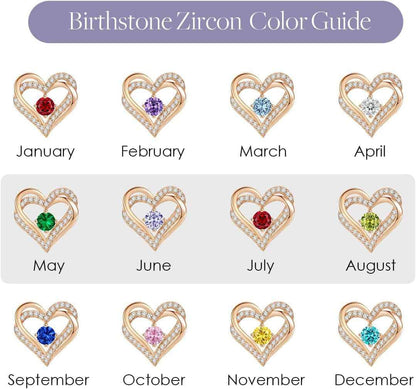 Forever Love Heart Stud Earrings for Women, 925 Sterling Silver Birthstone Heart Stud Earrings Mother&