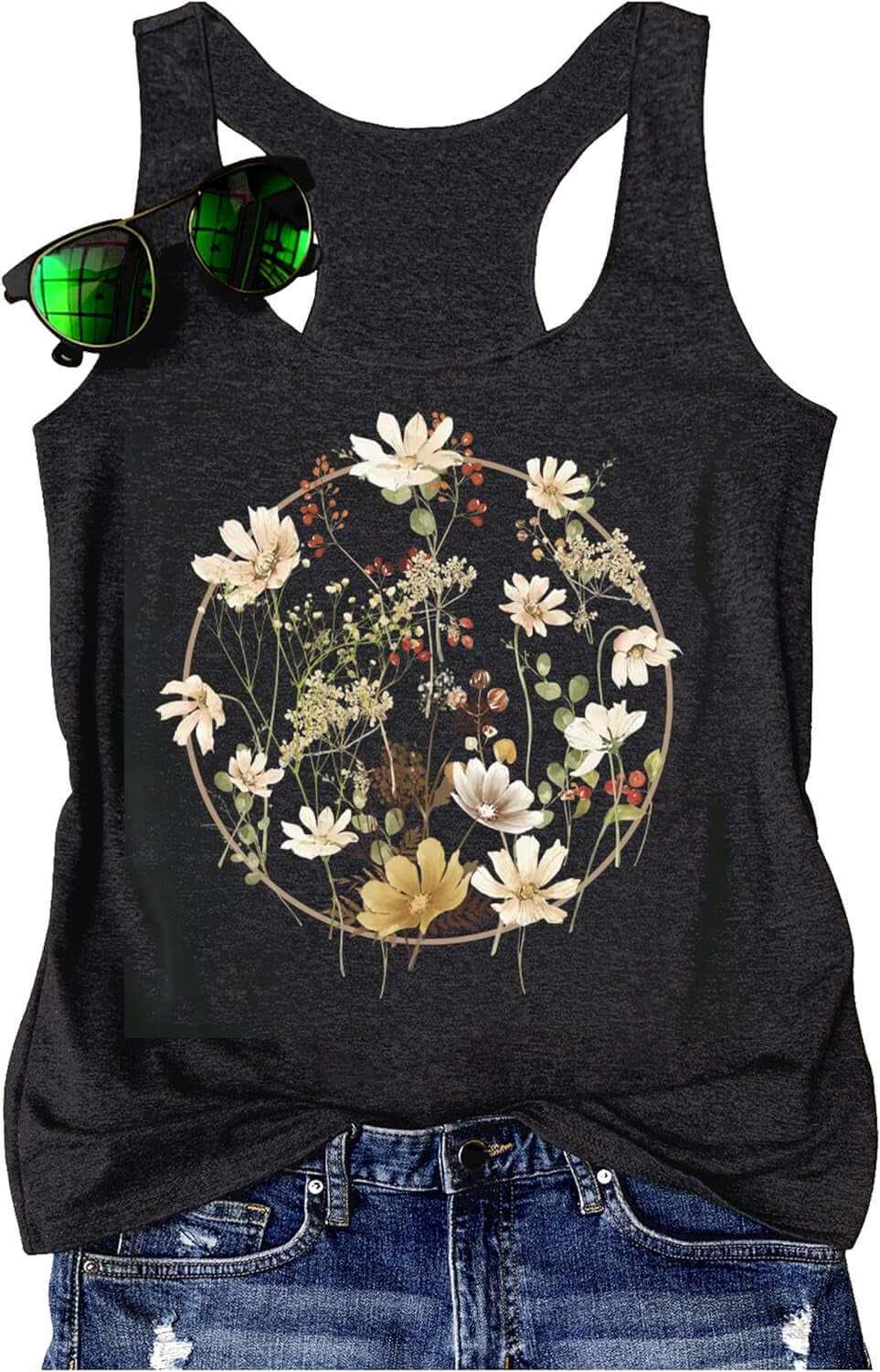 Country Concert Tank Tops Women Vintage Sunshine Racerback Tank Tops Summer Casual Classic-Fit Sleeveless T Shirt Cami