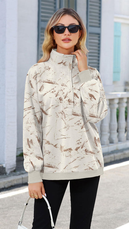 Soesdemo Oversized Sweatshirts for Women No Hood Mock Neck Fleece Lined Waffle Long Sleeve Button Pullover Tunic Sweatshirt