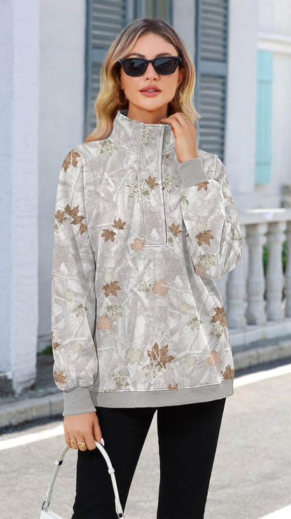 Soesdemo Oversized Sweatshirts for Women No Hood Mock Neck Fleece Lined Waffle Long Sleeve Button Pullover Tunic Sweatshirt