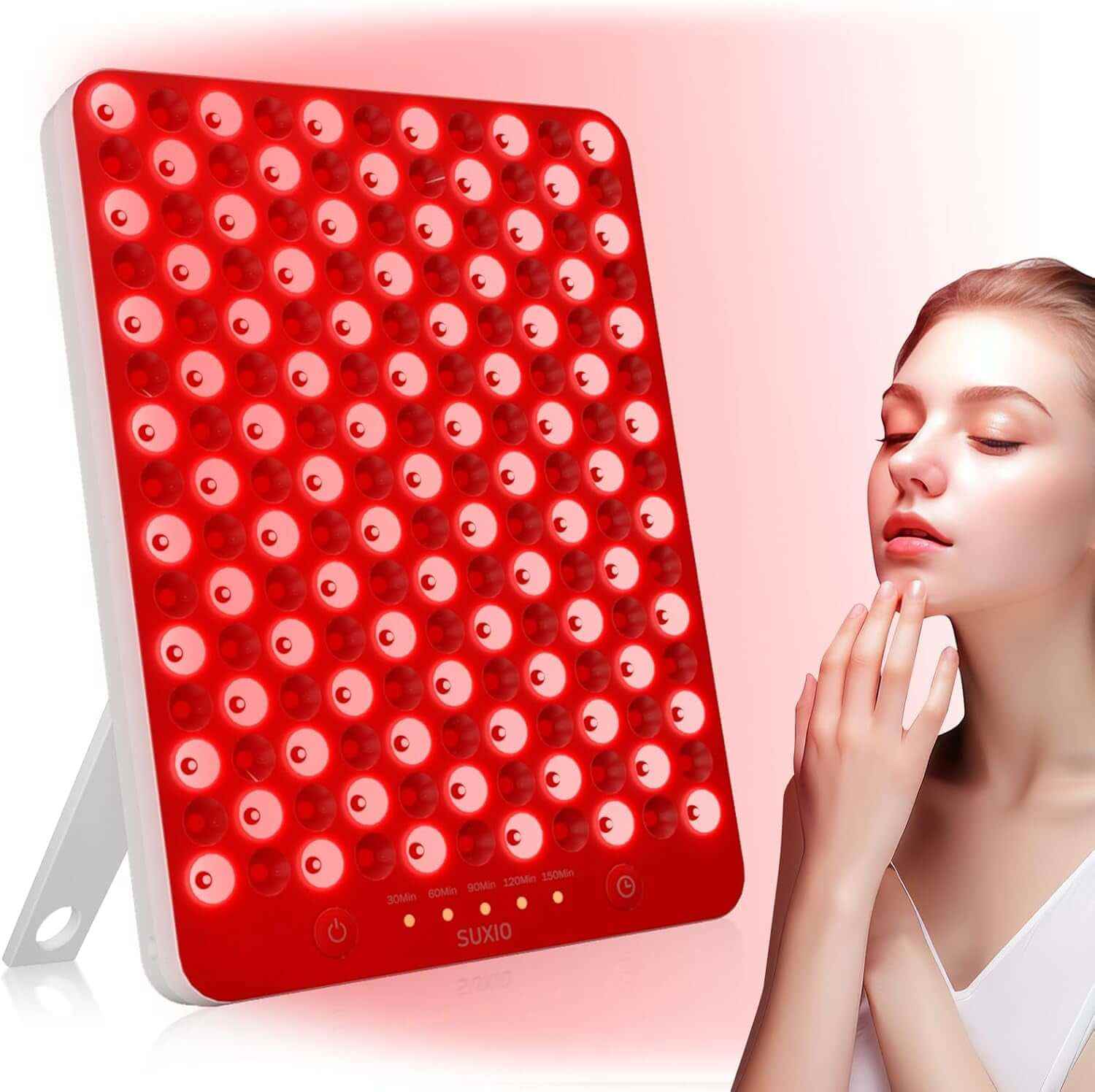 Red Light Therapy Lamp - 165 LED Red Light Therapy Panel for Face &amp; Body, Portable Deep 660Nm - 850Nm near Infrared Light Therapy Device with Eye-Patch, White