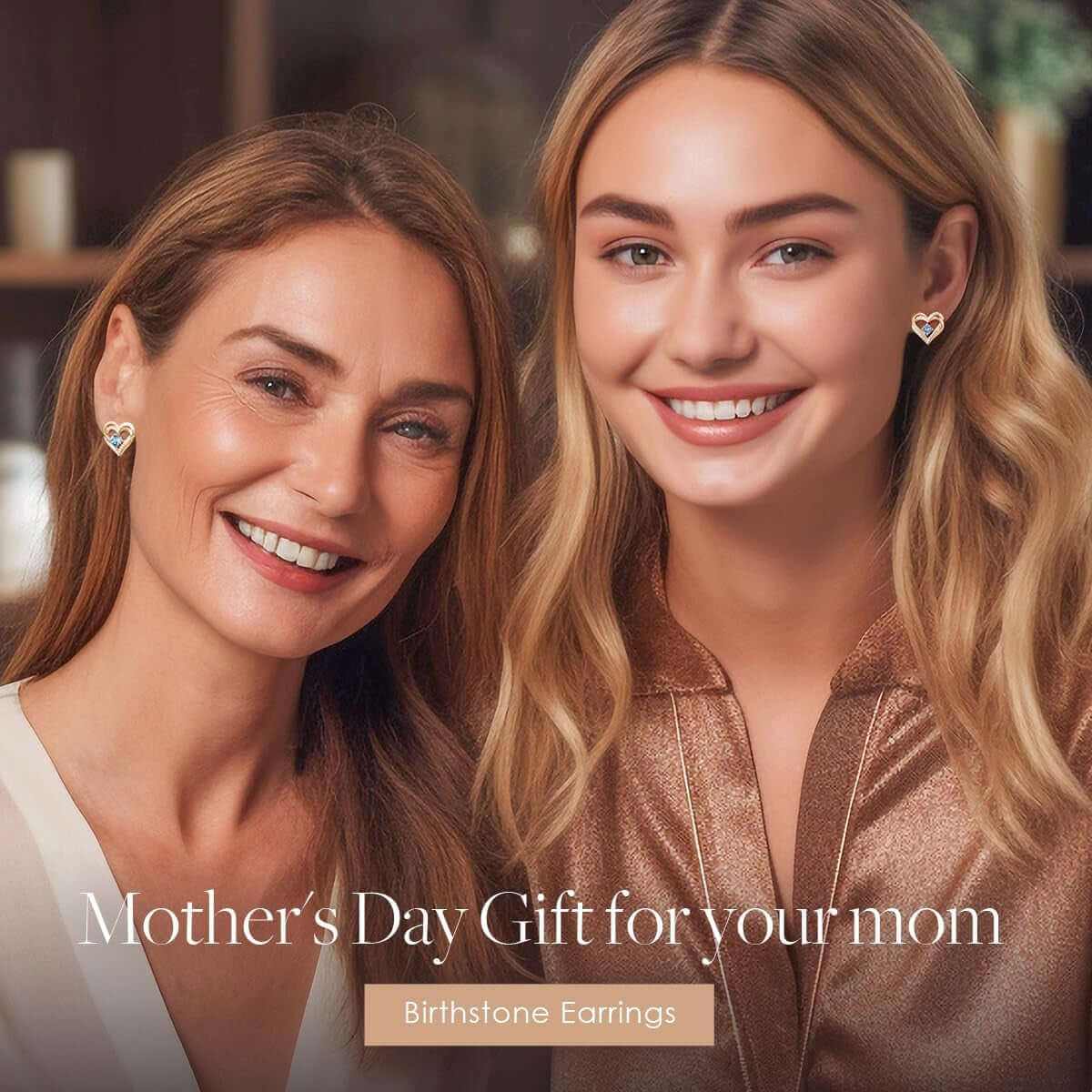 Forever Love Heart Stud Earrings for Women, 925 Sterling Silver Birthstone Heart Stud Earrings Mother&