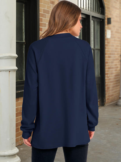 ANRABESS Women's Long Sleeve Henley Tops Tunic Sweatshirt Loose Slit Casual Button Shirts Pullover 2025 Fall Winter Outfits