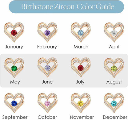 Forever Love Heart Stud Earrings for Women, 925 Sterling Silver Birthstone Heart Stud Earrings Mother&