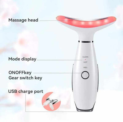 7-In-1 Neck Face Massager, 7 Color Led Face Neck Massage for Skin Care at Home, Portable Facial Massager,Face Sculpting Tool,Multifunctional Vibration