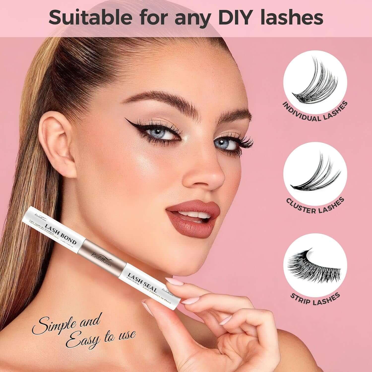 2 in 1 Lash Bond and Seal Waterproof with Lash Remover,Lash Glue for Eyelash Clusters,Bond Seal and Remover Lash Kit,Bond and Seal Lash Glue with Long Lasting (2 Pcs)