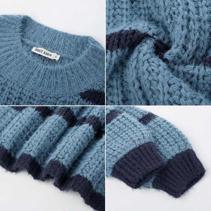 GRACE KARIN Women Striped Sweater Dropped Shoulder Crew Neck Hollowed-Out Pullover White Zea Goo Oversized Striped Cropped Sweater Crochet Tanktop Circle Zipper Sweater Aerie Shoulder Sweater Aerie Chenille Long Knitcardigan Kitty Sweater Se Zane