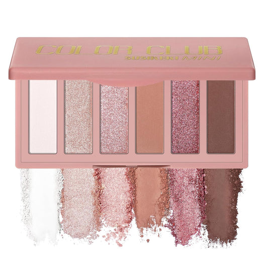 6 Colors Mini Eyeshadow Makeup Palette Blush-Colored Neutral Tone Eye Shadow Matte & Shimmer Nude Make up Pallet with Mirror Blendable Highly Pigmented Travel Size Gift Kit 03