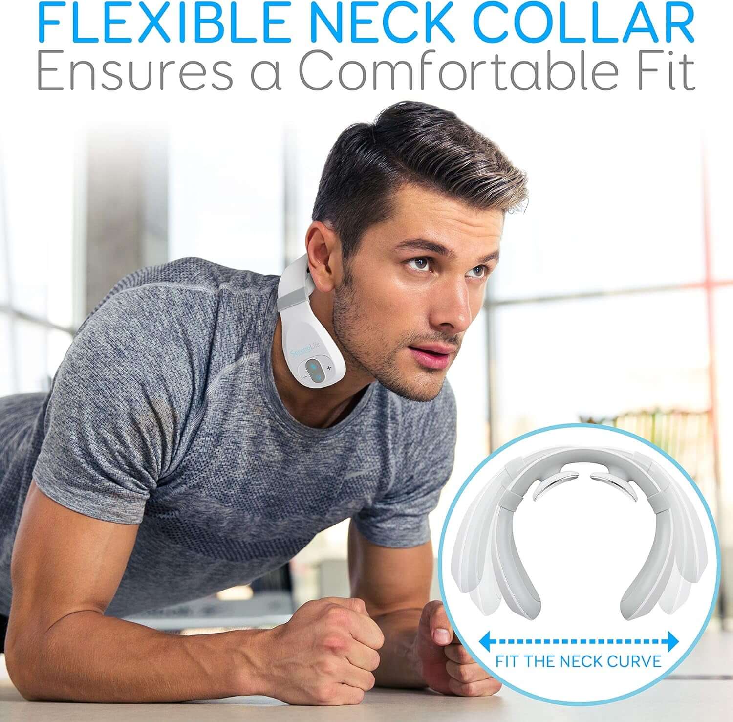 Smart Neck Massager with Heat - Cordless Rechargeable Trigger Point Deep Tissue Portable Neck Massager W/ Heat Vibration, for Men &amp; Women -  SLNKMSG120, White