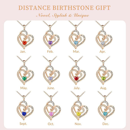 Heart Necklace for Women 925 Sterling Sliver Birthstone Heart Jewelry I Love You to the Moon and Back Necklaces for Mother Girlfriend Wife with Jewelry Gift Box