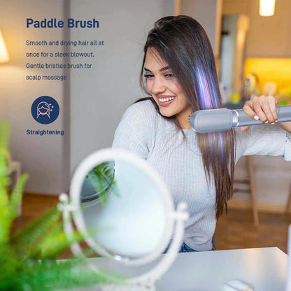 5-In-1 Hair Styler, Air Styling &amp; Drying System, Powerful Hair Dryer Brush &amp; Multi-Styler with Auto-Wrap Curlers, Oval Brush, Hair Straightener, Portable Package, Blue