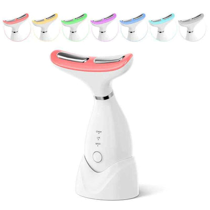 7-In-1 Neck Face Massager, 7 Color Led Face Neck Massage for Skin Care at Home, Portable Facial Massager,Face Sculpting Tool,Multifunctional Vibration