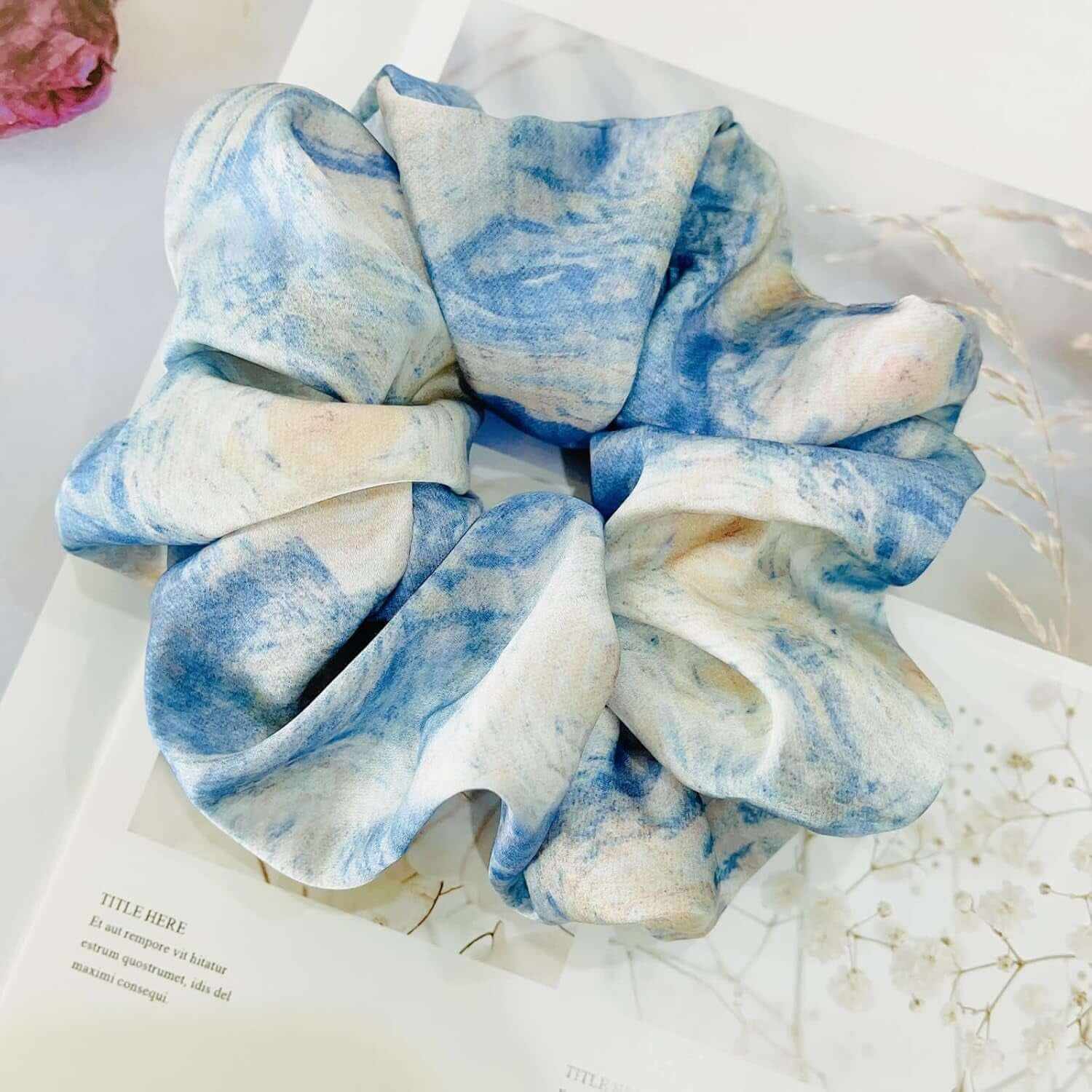 Large Satin Scrunchies XL Silk Oversized Scrunchie for Thick Long Hair Scrunchy Bobbles Hair Ties Jumbo for Women Girls (PAINTING)
