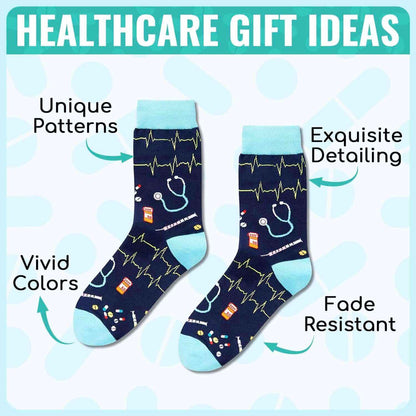 Funny Socks Gifts for Men - Dental Doctor Fireman Optometry Lawyer Veterinarian Socks