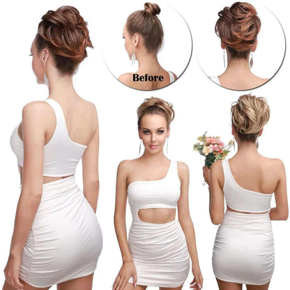 Tousled Updo Messy Bun Hair Piece Hair Extension Ponytail with Elastic Rubber Band Updo Extensions Hairpiece Synthetic Ponytail Extensions Scrunchies for Women.