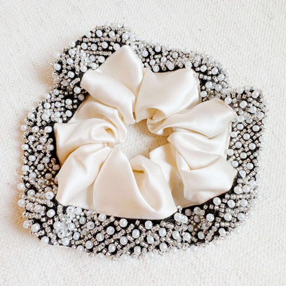 Pearls and Beads Satin Hair Scrunch