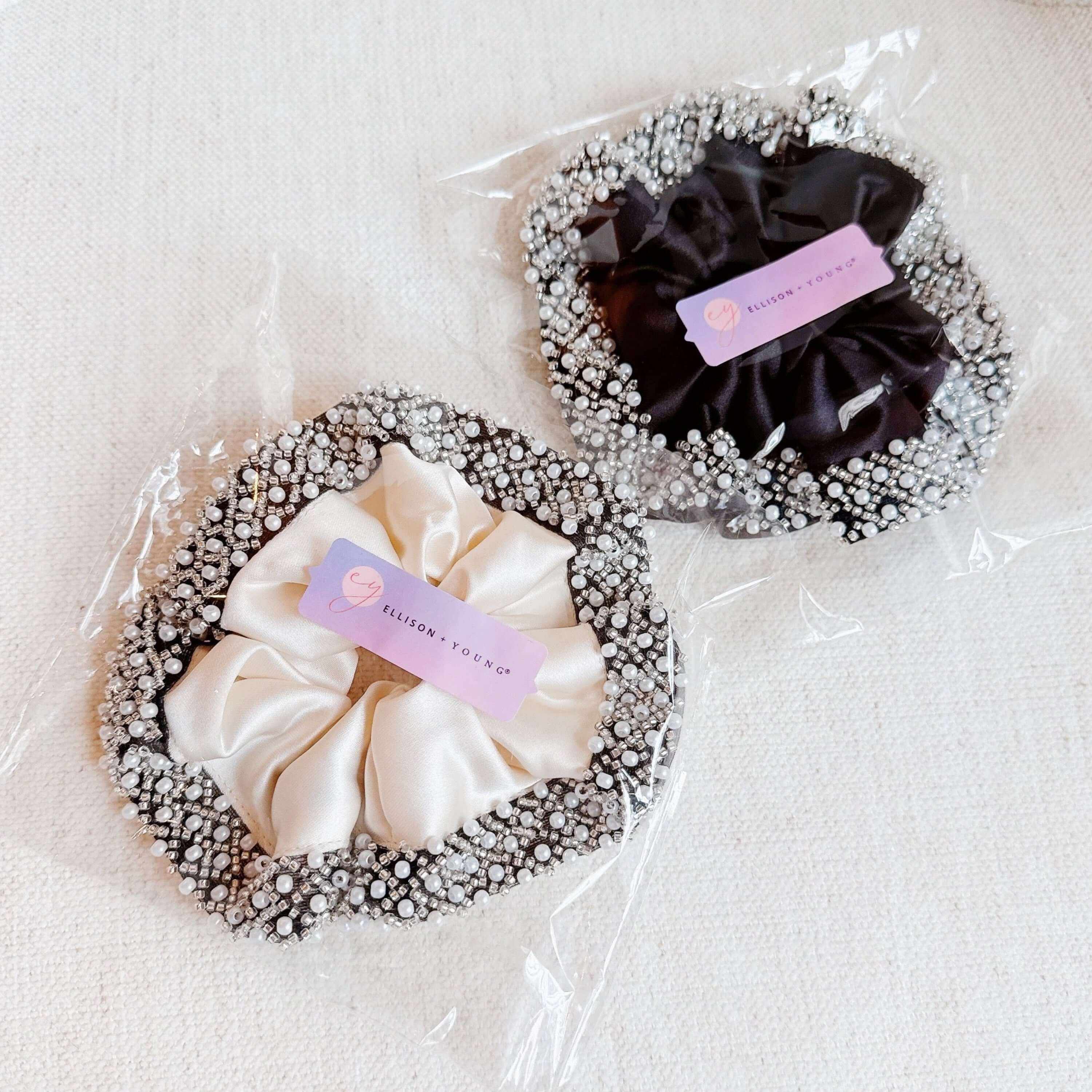 Pearls and Beads Satin Hair Scrunch