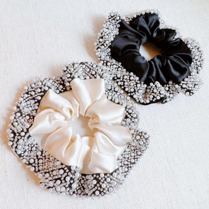 Pearls and Beads Satin Hair Scrunch