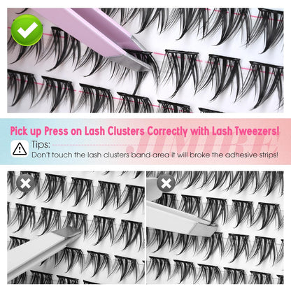 Manga Self Adhesive Eyelashes Natural Look 8-14MM Wispy Pre Glued Eyelashes Clusters Anime Press on Lashes Clusters Reusable Self Adhesive Lash Clusters with Spiky
