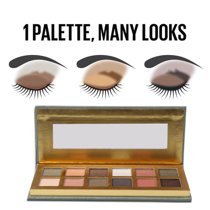 12 Colors Naked Eyeshadow Makeup Palette Matte & Pearlescent Make up Pallet with Mirror Highly Pigmented Long Lasting Waterproof Travel Size Gift Kit