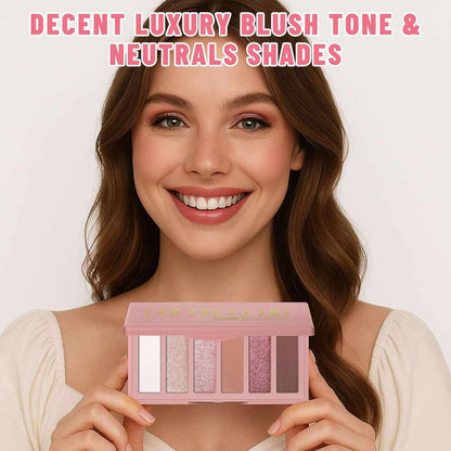 6 Colors Mini Eyeshadow Makeup Palette Blush-Colored Neutral Tone Eye Shadow Matte &amp; Shimmer Nude Make up Pallet with Mirror Blendable Highly Pigmented Travel Size Gift Kit 03