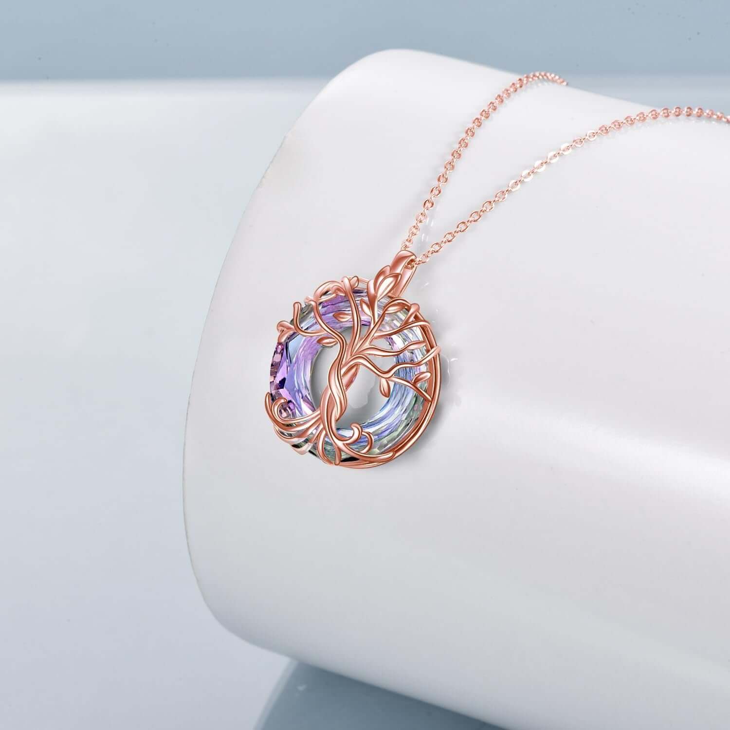 Tree of Life Necklace for Women 925 Sterling Silver Family Tree Austrian Crystal Jewelry Birthday Christmas Gifts for Mom Wife Her