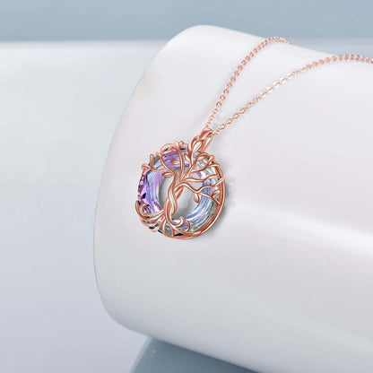 Tree of Life Necklace for Women 925 Sterling Silver Family Tree Austrian Crystal Jewelry Birthday Christmas Gifts for Mom Wife Her