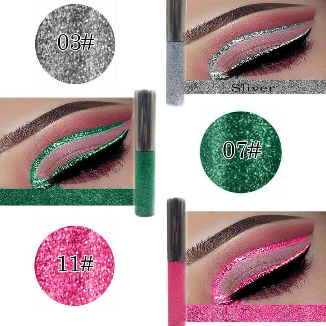 ta Glitter Liquid Eyeliner Shimmer Eye Liner Metallic Cosplay Eyeshadow Cosmetics for Women and Girls Pack of 1 (Green)