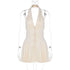 Backless Blazer Collar Pleated Mini Dress for Beach Party Vacation Youthful Women&