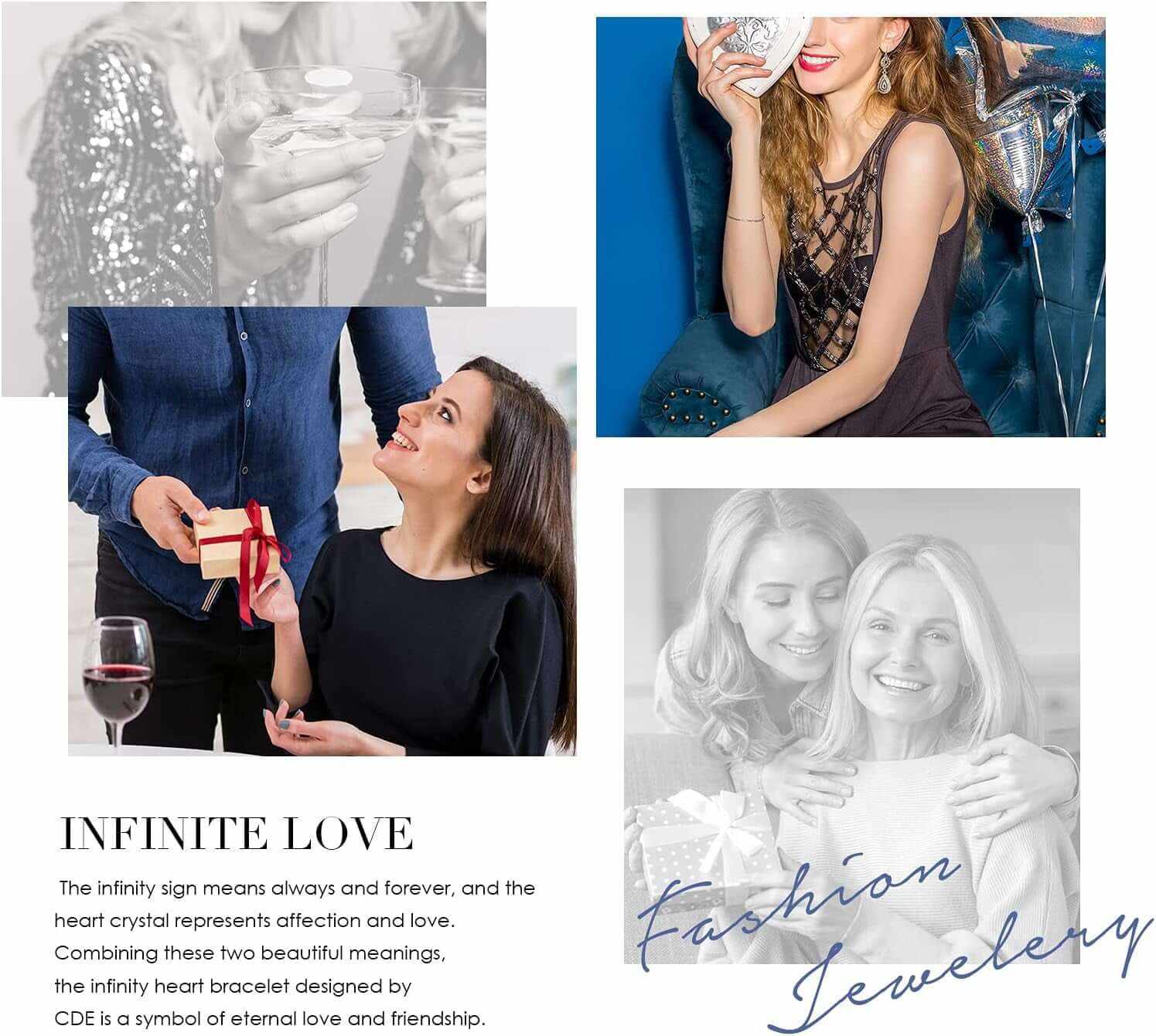 Infinity Heart Birthstone Charm Link Bracelet for Women 925 Sterling Silver Adjustable Mother&