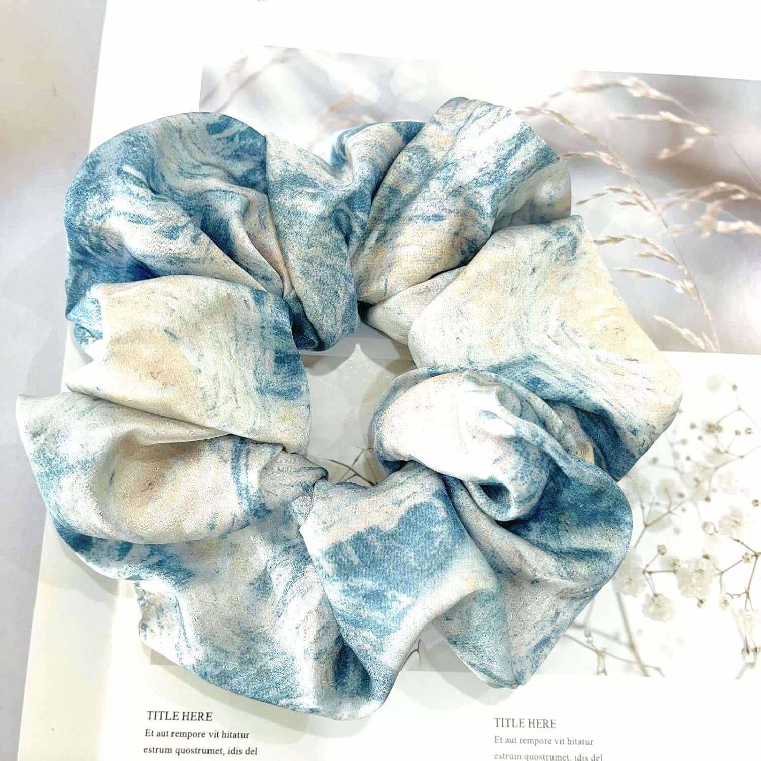 Large Satin Scrunchies XL Silk Oversized Scrunchie for Thick Long Hair Scrunchy Bobbles Hair Ties Jumbo for Women Girls (PAINTING)