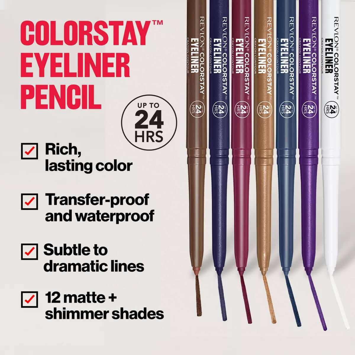 Revlon Colorstay Pencil Waterproof Eyeliner - Built-In Sharpener - 0.01Oz