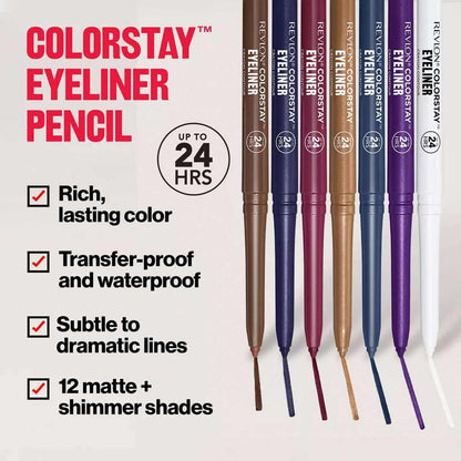Revlon Colorstay Pencil Waterproof Eyeliner - Built-In Sharpener - 0.01Oz
