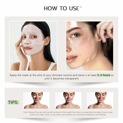 Collagen Face Mask, Bio-Collagen Mask Overnight for Skin Care, Anti-Wrinkle Facial Sheet Mask with 9 Peptides for Elasticity &amp; Moisturizing, Collagen Night Wrapping Mask, 8 Pcs