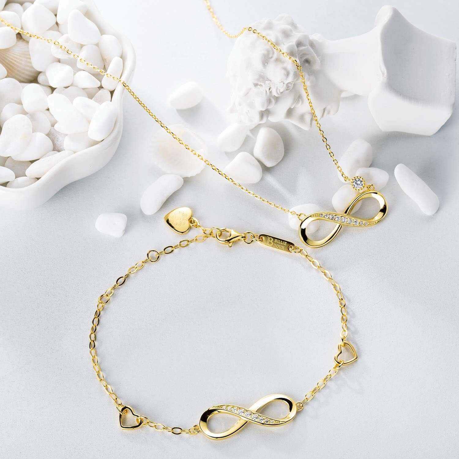 925 Sterling Silver Necklace Bracelet Jewelry Sets Infinity Love Jewelry Sets White Gold Plated Women Necklace Gifts for Women