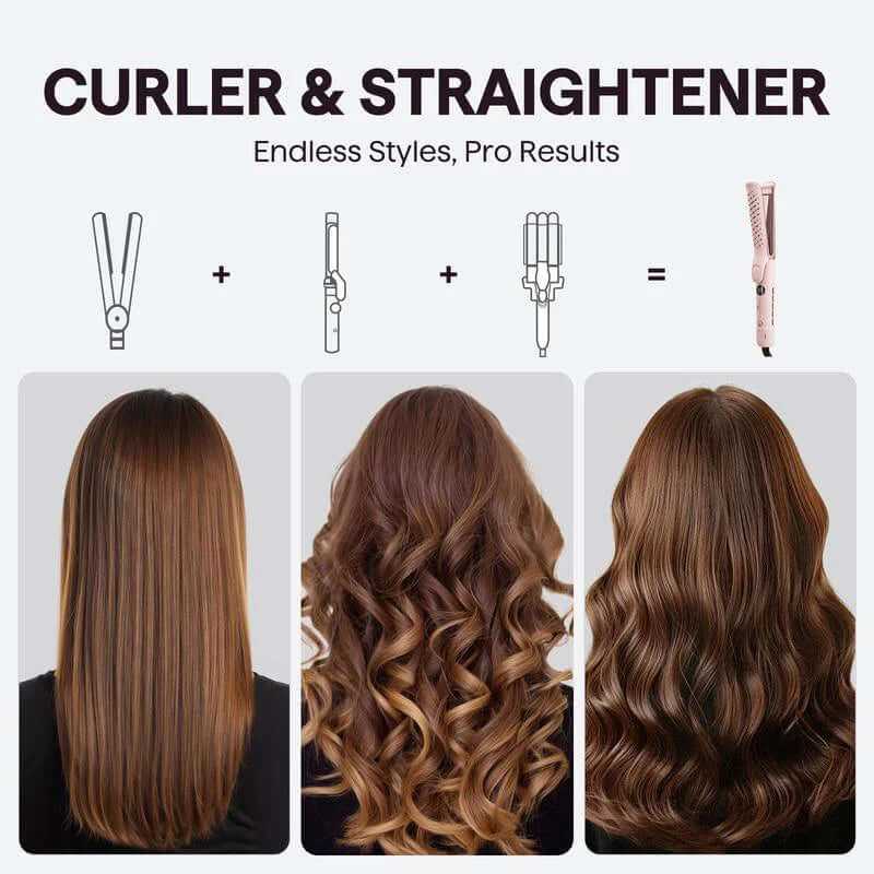 Wavytalk Whirlwind Curl, 360° Airflow Styler with 3 Air Modes &amp; LED Display, 2-In-1 Hair Straightener and Curler with Cooling Air Vents to Lock in Style